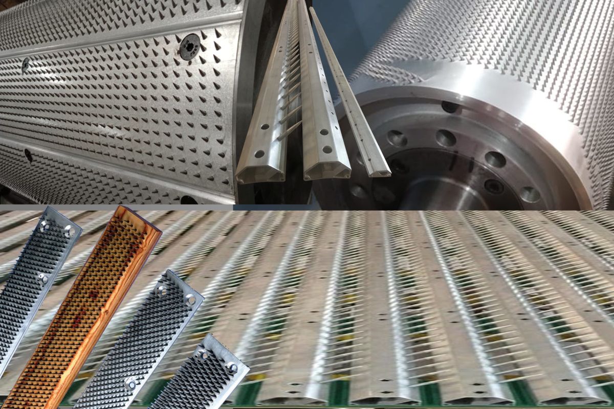 Blowroom pinned roller with hardened pins after licker-in roller re-pinning at Vaamana